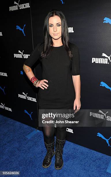 Singer Carly Smithson arrives at The Puma Social Club LA Launch Event at Sunset Towers on October 13, 2010 in Los Angeles, California.