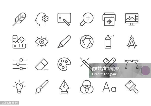 illustrazioni stock, clip art, cartoni animati e icone di tendenza di grafico - icone di linea regolari - tipografia