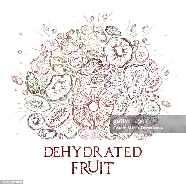stockillustraties, clipart, cartoons en iconen met gedroogde vruchten patroon - gedroogd fruit