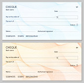 Check, Cheque (Chequebook template). Guilloche pattern