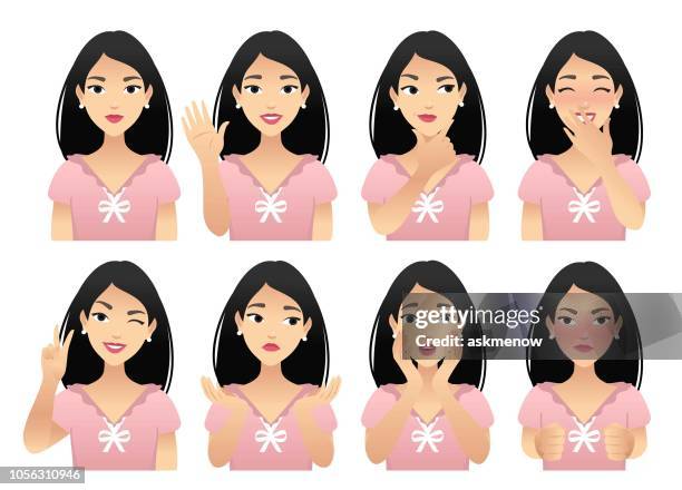 emotions - asian face expression stock illustrations