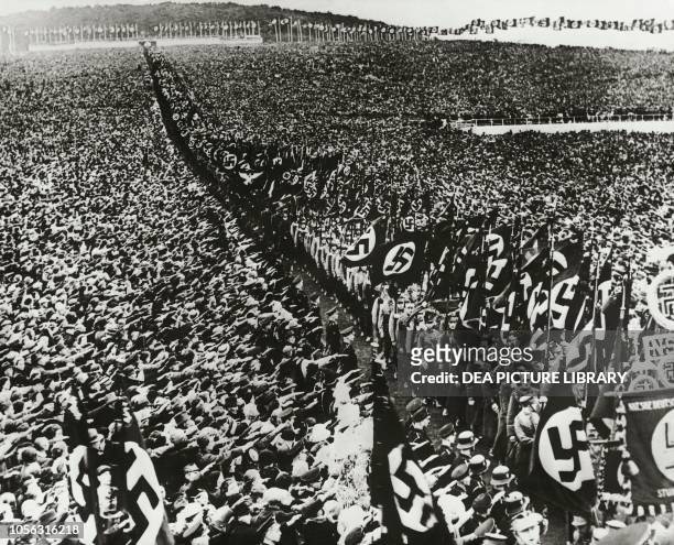 Nazi party demonstration in the Zeppelin stadium, Nuremberg Germany, 20th century.