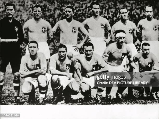 The Italian national football team that conquered the world title in 1934, Rome, Italy, 20th century.