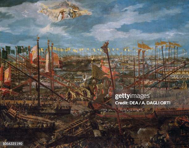 Battle of Lepanto, painting by the Venetian school, oil on canvas, late 16th century. Detail.