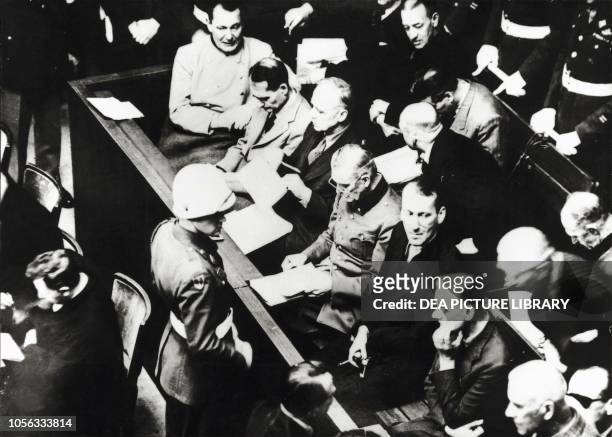 Hermann Goering, Rudolf Hess, Joachim Ribbentrop and Wilhelm Keitel at the Nuremberg Trials Germany, 20th century.