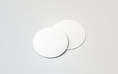 Blank white two beer coasters mockup set, isolated