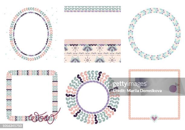 knitted frames - yarn string stock illustrations