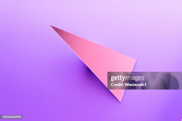 triangle shaped mirror on purple ground, 3d rendering - triangle shape stock illustrations