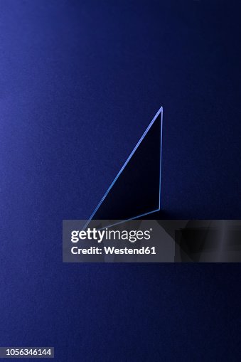 Triangle Shaped Mirror On Dark Blue Ground 3d Rendering Illustration ...