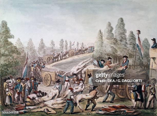 Transporting victims of the Terror France, watercolour by Bericourt, French Revolution, 18th century.