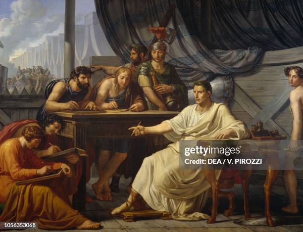 Julius Caesar dictating the Commentaries painting by Pelagio Palagi , oil on canvas.