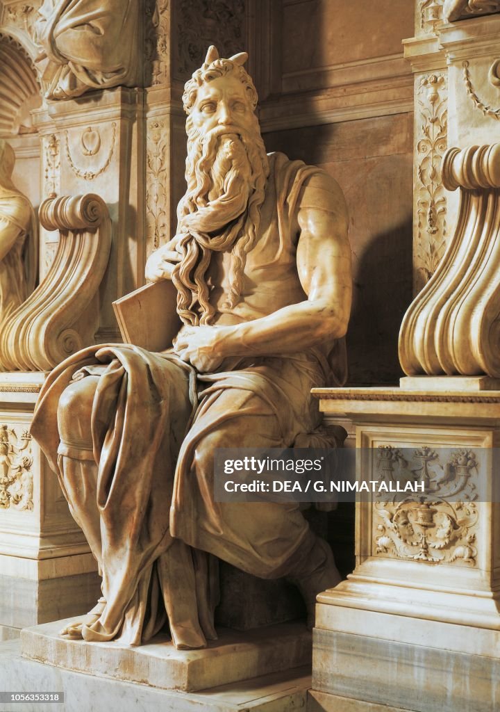 Moses Rome Moses, 1513-1515, marble sculpture by Michelangelo Buonarroti , Tomb ...