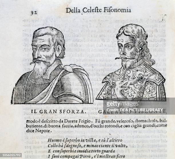 Portrait of Giacomo Attendolo and Gian Galeazzo Visconti , engraving from Coelestis Physiognomoniae , Book II, by Giambattista della Porta, printed...