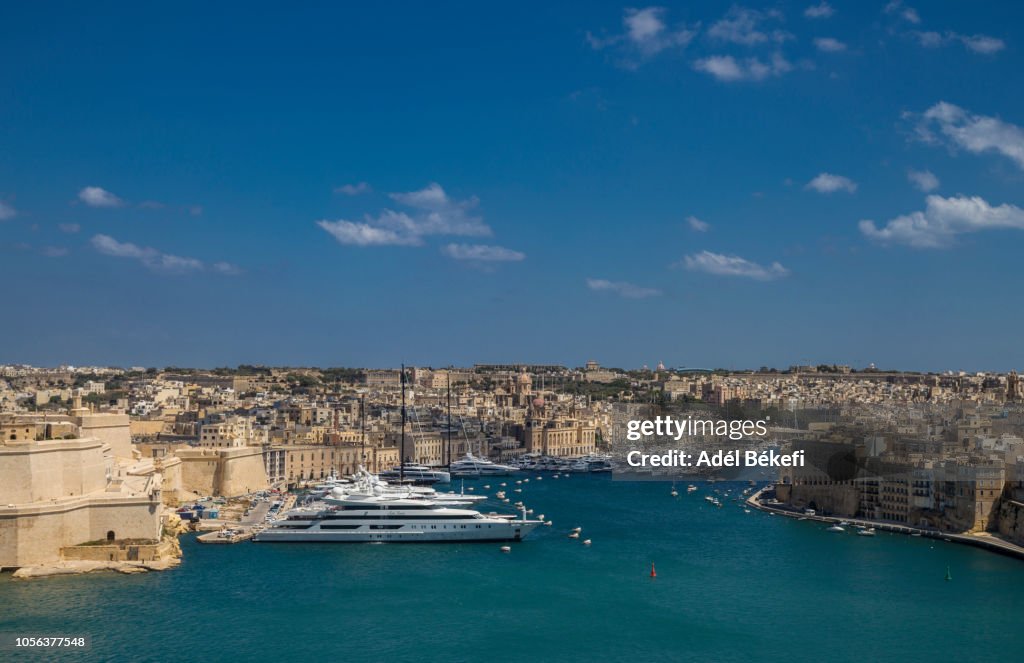 Marina at Lazzaretto Creek, Marsamxett Harbor, view from Valletta, Malta