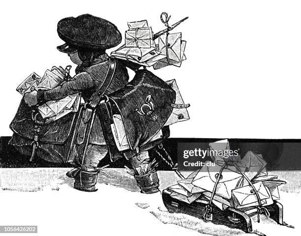 postman brings the new year's mail - postman stock illustrations