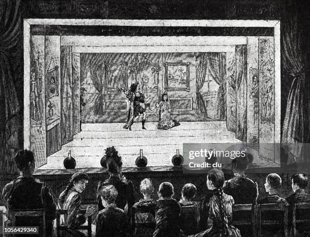 stockillustraties, clipart, cartoons en iconen met prestaties in een poppentheater - theaterindustrie