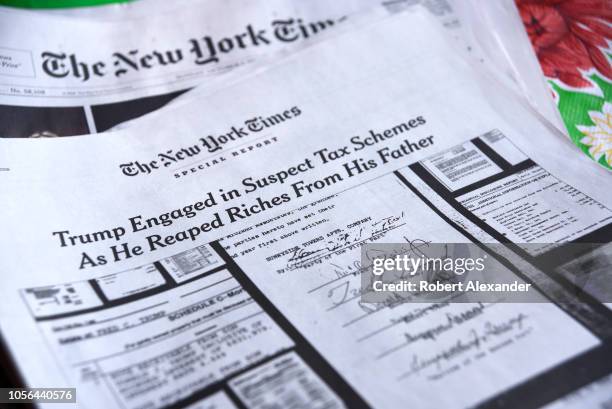 Special report in the October 7, 2018 edition of The New York Times investigates suspect tax schemes used by Donald Trump and his father, Fred Trump,...