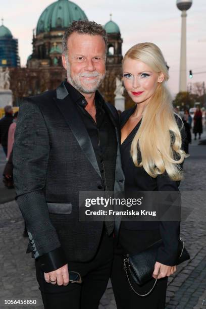 Jenke von Wilmsdorff and Mia Bergmann during the 25th anniversary celebration of the Deutsche Schlaganfall-Hilfe at Bertelsmann Repraesentanz on...