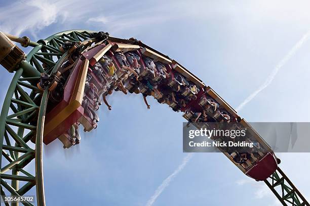 roller coaster 05 - roller coaster track stock pictures, royalty-free photos & images