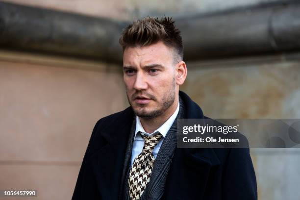 Footballer Nicklas Bendtner seen at the court case regarding Bendtners charge for violence towards a taxi driver in September this year on November 2...