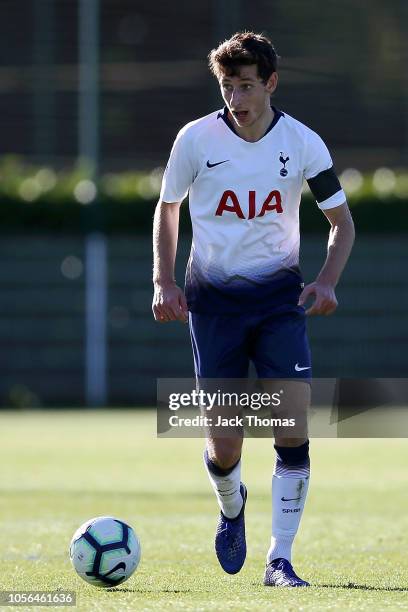 Jack Roles of Tottenham Hotspur runs with the ball during the Premier League 2 match between Tottenham Hotspur and Swansea City at Tottenham Hotspur...