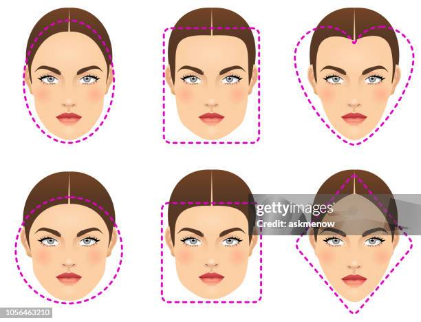 ilustrações de stock, clip art, desenhos animados e ícones de face shapes - vista de frente