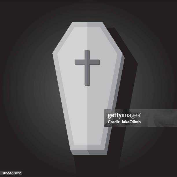 ilustrações de stock, clip art, desenhos animados e ícones de old coffin icon flat - coffin