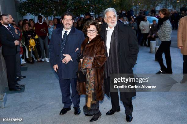 Placido Domingo , wife Mara Tomingo and Alvaro Maurizio Domingo attend a concert to celebrate Queen Sofia's 80th birthday at the Superior School of...