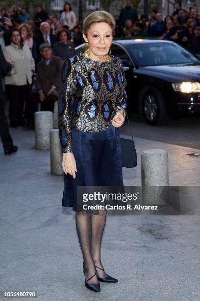 Farah Pahlavi attends a concert to celebrate Queen Sofia's 80th birthday at the Superior School of Music Queen Sofia on November 2, 2018 in Madrid,...
