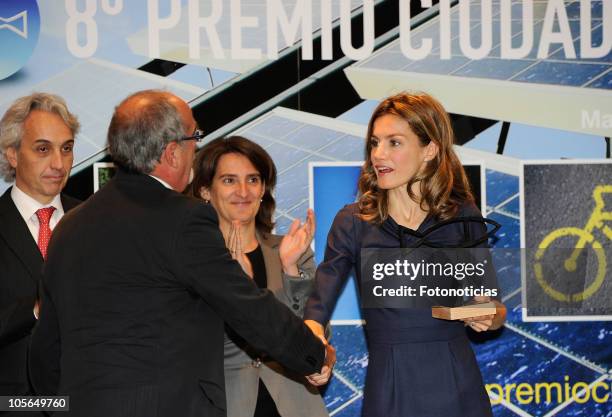 Princess Letizia of Spain attends 'Ciudad Sostenible' awards on October 18, 2010 in Madrid, Spain.