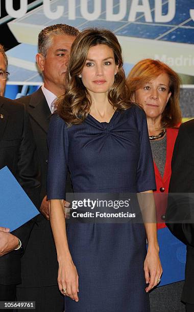 Princess Letizia of Spain attends 'Ciudad Sostenible' awards on October 18, 2010 in Madrid, Spain.