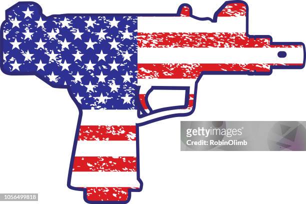 american flag semi automatic pistol - trigger warning stock illustrations