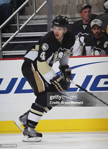 Zbynek Michalek of the Pittsburgh Penguins skates against the Philadelphia Flyers at the Consol Energy Center on October 7, 2010 in Pittsburgh,...