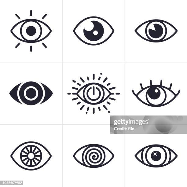 ilustraciones, imágenes clip art, dibujos animados e iconos de stock de ojo símbolos - eyeball