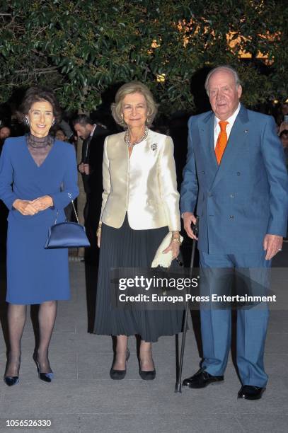 Paloma O'Shea, Queen Sofia and King Juan Carlos arrive to attend a concert to celebrate Queen Sofia's 80th birthday at Escuela Superior de Musica...