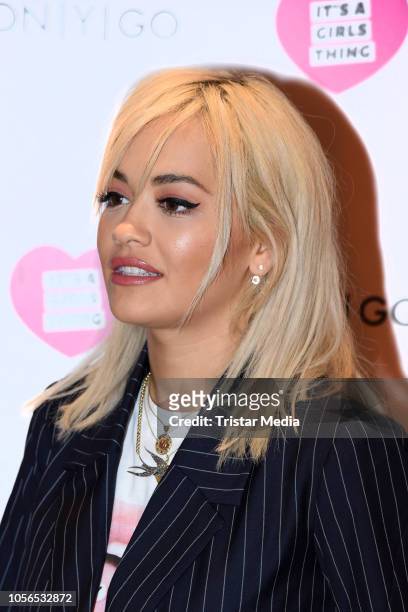 Singer Rita Ora promotes the first Onygo and Rita Ora campaign 'It's a girls thing!' during a fan selfie session at Onygo store at Alexa shopping...