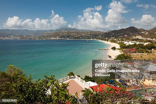 view of grand anse bay and beach near st. george's, grenada - st george stock-fotos und bilder