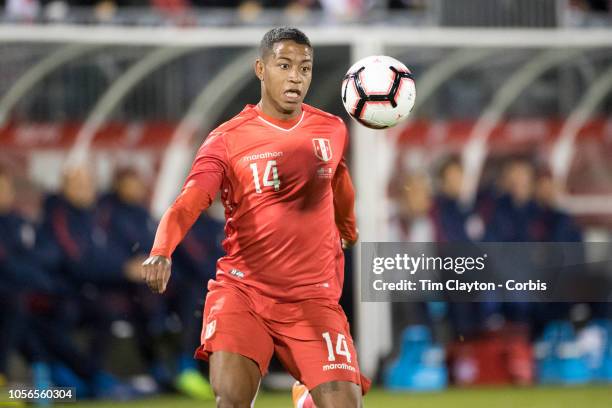 October 16th: Andy Polo of Peru in action during the United States Vs Peru International Friendly soccer match at Pratt & Whitney Stadium, Rentschler...