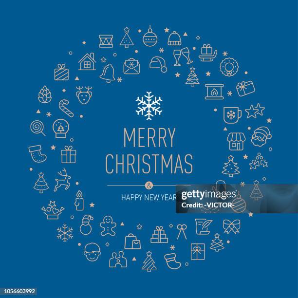 ilustraciones, imágenes clip art, dibujos animados e iconos de stock de tarjeta de felicitación - guirnalda de la navidad y elemento - ilustración serie - motivos navideños