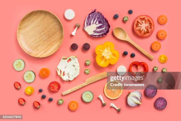 colourful conceptual vegan food still life. - still life - fotografias e filmes do acervo