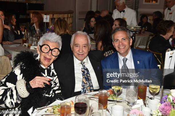 Iris Apfel, Neil Weinreb and David Weinreb attend Alzheimer's Drug Discovery Foundation's Ninth Annual Fall Symposium + Luncheon at the Pierre Hotel...