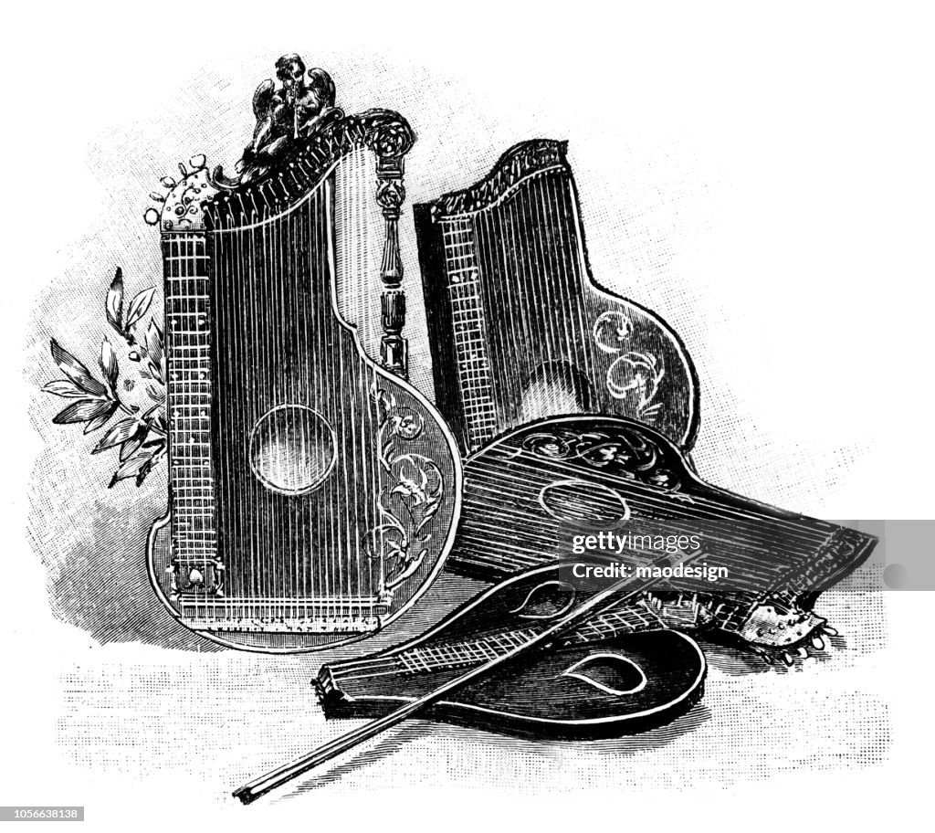 Types Harps Instruments Various Types Of Harps 1895 High-Res Vector Graphic - Getty Images
