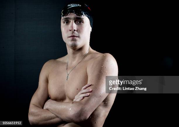 Anton Chupkov of Russia poses for a portrait during FINA Swimming World Cup 2018 previews at National Aquatics Center on November 3, 2018 in Beijing,...
