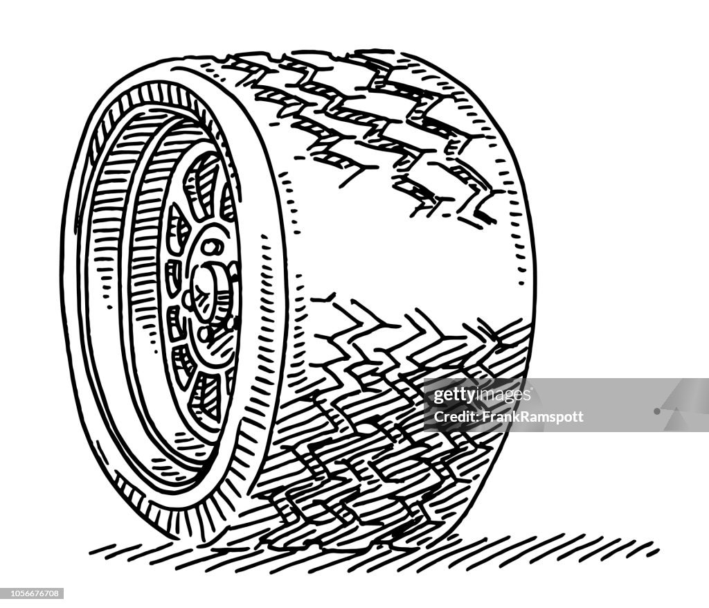 Car Tire Wheel Drawing