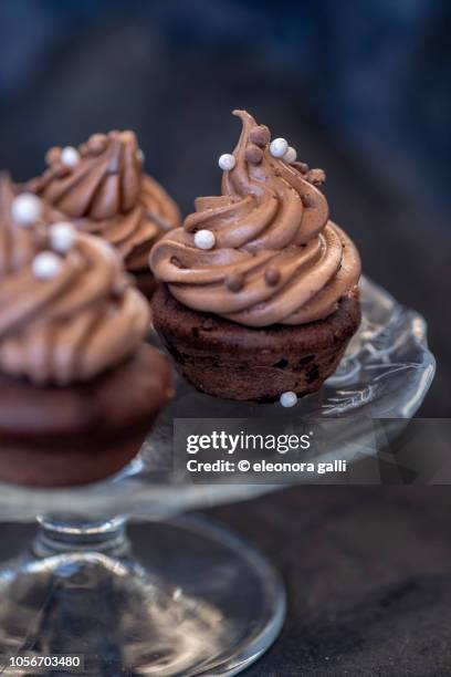 chocolate muffin - cioccolata calda stockfoto's en -beelden