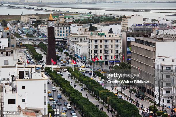 view towards place du 7 novembre 1987 - tunis stock pictures, royalty-free photos & images