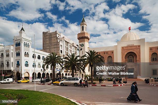 sfax, place de la republique and town hall - tourism in tunisia stock pictures, royalty-free photos & images