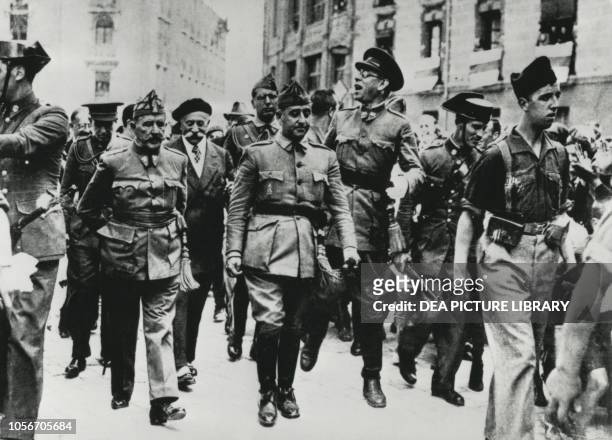 Francisco Franco entering Burgos, October 1 Spain, Spanish Civil War, 20th century.