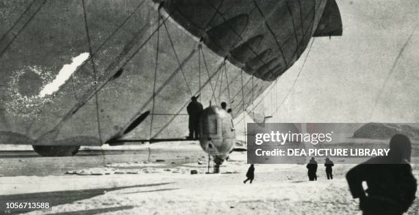 The Italian airship Norge leaving to fly over the North Pole, May 11 Kongsfjorden , Norway, 20th century.