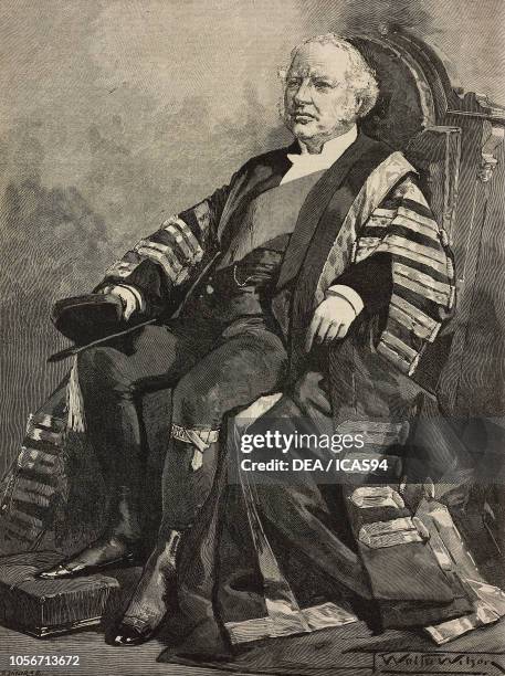 Portrait of Granville George Leveson-Gower, 2nd Earl Granville , as Chancellor of the University of London, engraving from The Illustrated London...